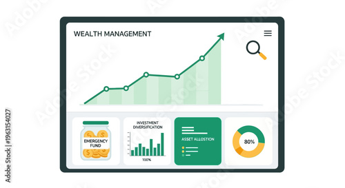 Wealth management graph on screen.