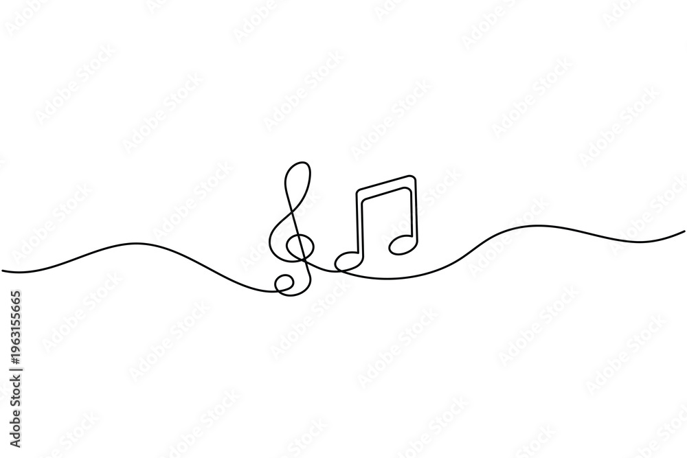 Fototapeta premium Music note continuous line art illustration for world music day concept