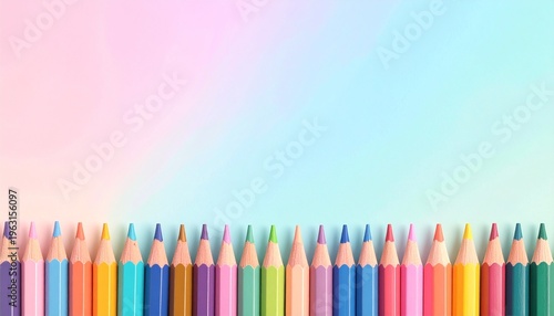 Bunte Stifte am oberen Rand mit Farbverlauf