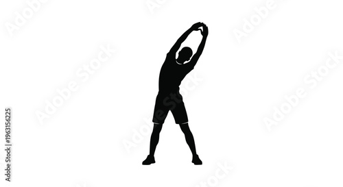 Man stretching arms up in a side bend exercise