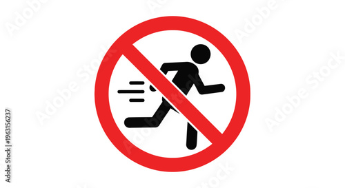 Vector graphic illustration of a no running sign with a person icon