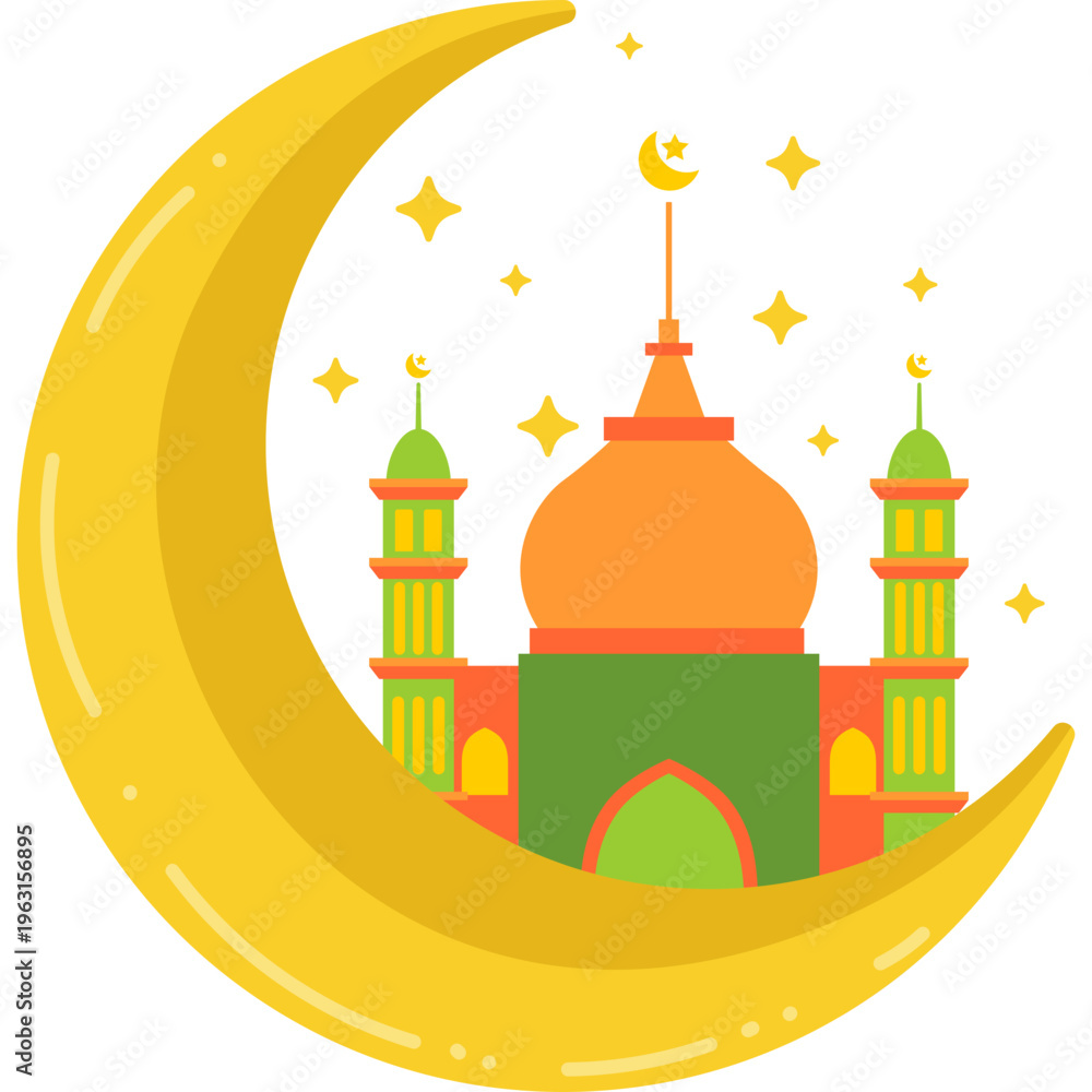 Fototapeta premium Moon and Mosque Illustration