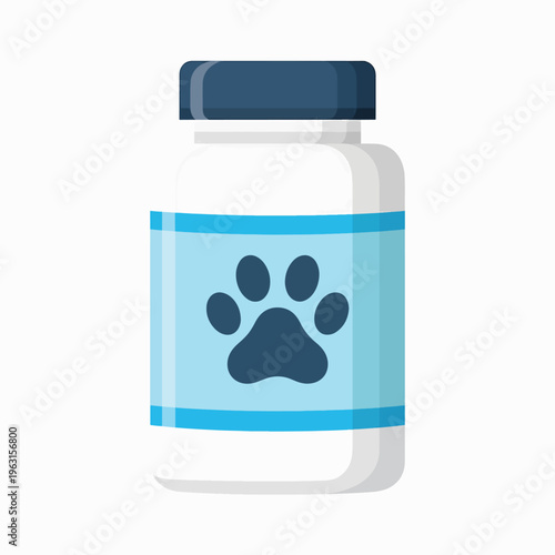 Pet medicine bottle with paw print label for animal health care