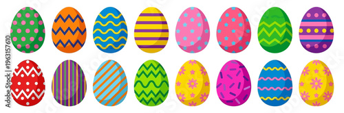 Obraz na plátne Vibrant assortment of decorative Easter eggs, each uniquely patterned for spring