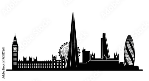 Stylized graphic depicting the celebrated urban landscape and architectural landmarks of a major world city