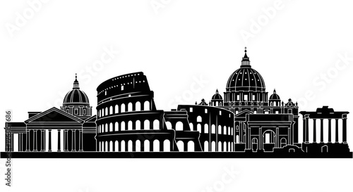Historic Italian capital skyline showcasing famous cultural and architectural monuments