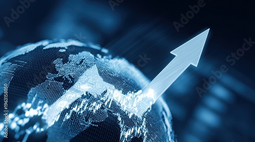 Global business growth represented by arrow