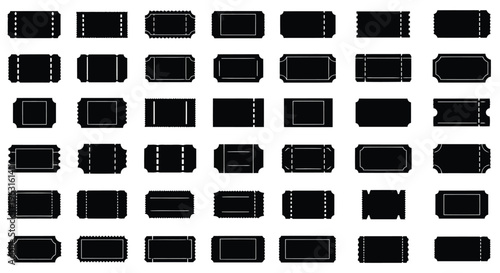 Collection of black and white abstract rectangular shapes with varying orientations and sizes