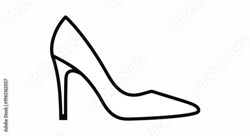 High Heeled Shoe for Women in Black Color Outline Style