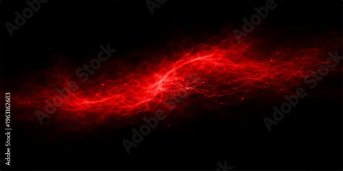 Abstract red smoke and burning orange fire flames create a hot motion design of energy and light against a black background