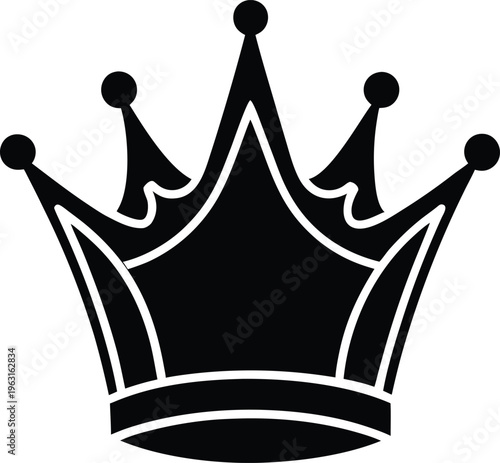 Royal King Crown Silhouette Icon Vector Symbol
