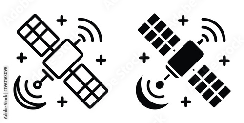 Satellite Vector Illustration with Signal Waves