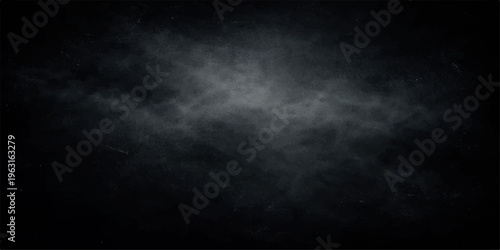 A dramatic explosion of dark smoke and textured steam drifts across a black background, blending mist and fog into a moody cloudscape design that evokes a stormy night sky or deep space backdrop