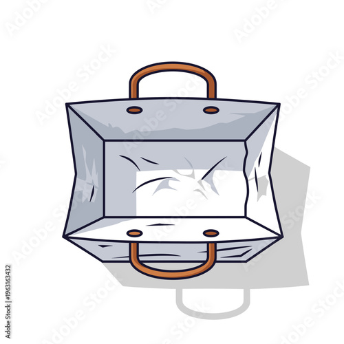 Shopping bag with brown handles.