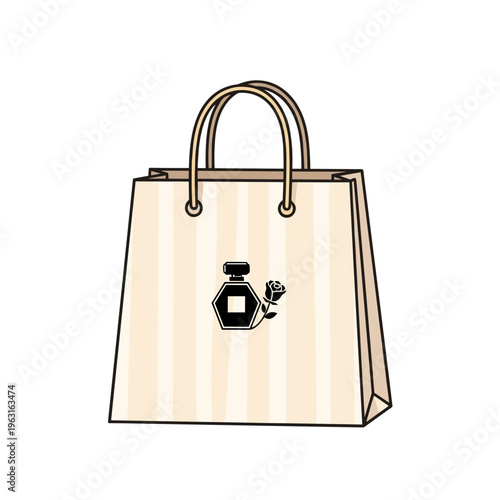 Shopping bag with perfume bottle.