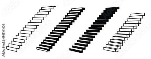 Black and White Staircase Vector Illustration