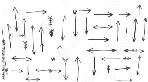 Arrows Collection of Hand Drawn Rustic Symbols Indicating Direction Movement
