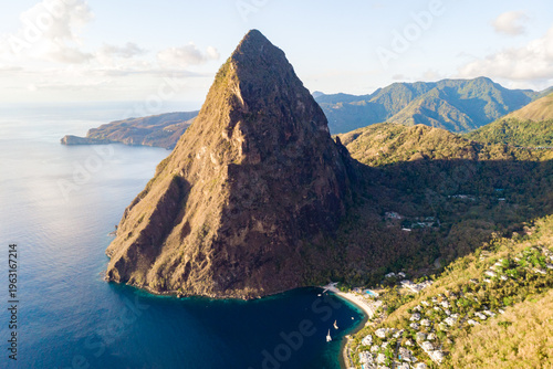 Obraz na plátně Explore the majestic Pitons and vibrant coastline of Soufriere in Saint Lucia's