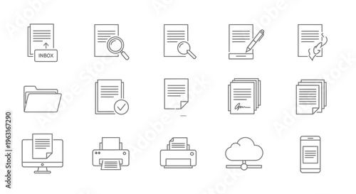 Collection of computer and office icons.