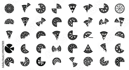 Creative geometric patterns featuring pie charts and circular segments with varied shading