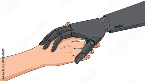 Human and Robot Handshake, Future Technology Collaboration, AI Partnership
