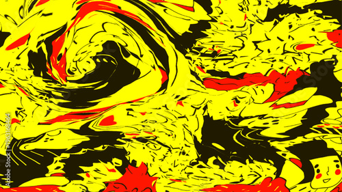 Vibrant Swirl of Colors: A mesmerizing abstract artwork featuring a dynamic interplay of yellow, red, and black hues, creating a visually stimulating experience.