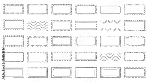Collection of various graphical waveform and signal patterns on rectangular grids