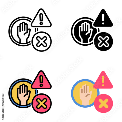 Restrictions icon collection of various styles for design branding, print and digital media