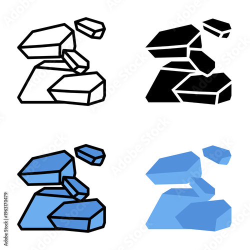 Raw materials icon collection of various styles for design branding, print and digital media