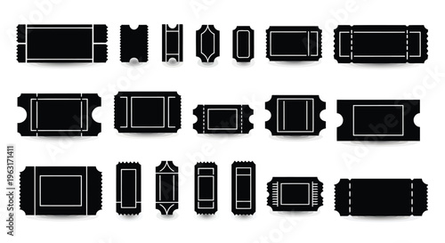 Assorted belt buckle designs in black and white silhouettes