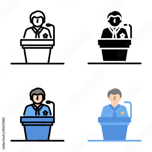 Politician icon collection of various styles for design branding, print and digital media