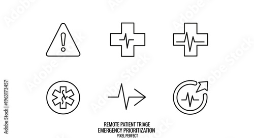 Medical Emergency Remote Patient Triage Icons.