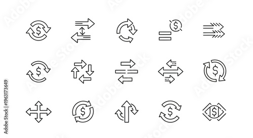 Financial icons with dollar signs.