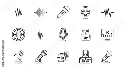 Microphone icons for recording audio sound.