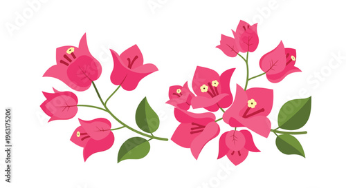 Pink flowers with green leaves on a stem beautiful floral arrangement