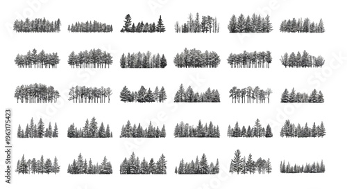 Collection of abstract silhouettes resembling diverse human figures in motion