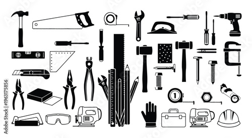 Comprehensive collection of classic hand and power tools for workshop and construction tasks