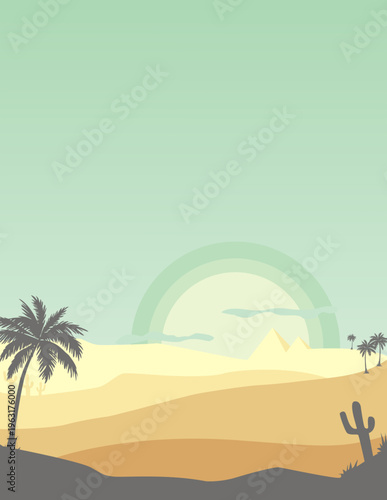 A stylish, minimalist desert oasis illustration