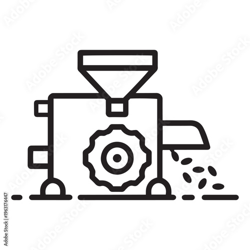 Industrial Grain Milling Machine and Food Processing Line Art Icon for Agricultural Engineering