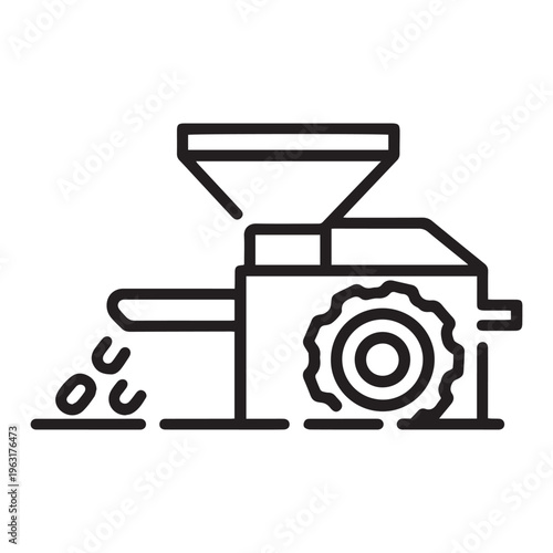 Industrial Grain Milling Machine and Food Processing Line Art Icon for Agricultural Engineering