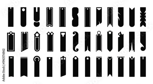 Collection of diverse black and white handbag and purse silhouettes in various designs