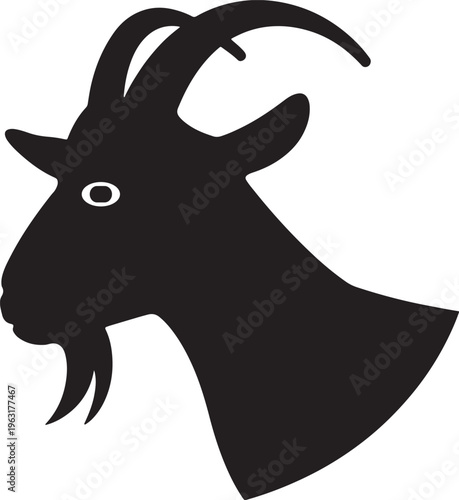 Goat Head Silhouette Icon Minimal Animal Vector Symbol
