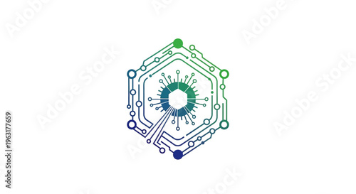Abstract hexagonal digital circuit design with gradient colors
