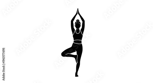 Woman in yoga tree pose silhouette
