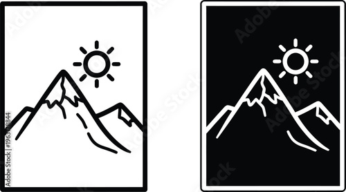 Contrasting mountain landscapes with sun