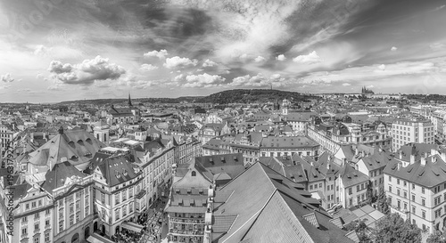 Panoramic view of Prague's rooftops, Czech Republic