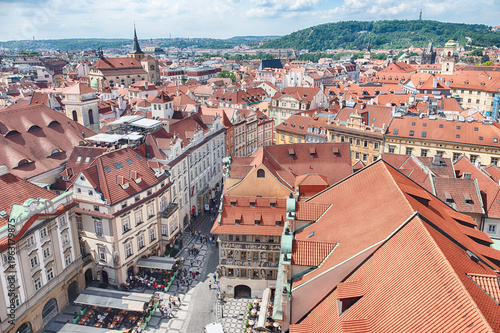 Panoramic view of Prague's rooftops, Czech Republic