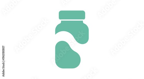 A minimalist teal icon representing a stylized bottle with a flowing wave inside.