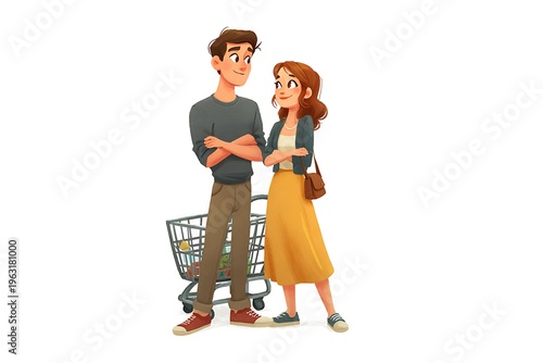 Young couple shopping together for groceries