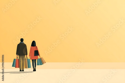 Couple walking with shopping bags after retail therapy